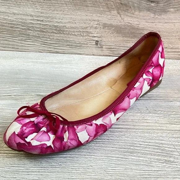 Longchamp Darshan bright pink signature floral ballet flat in size 41 - Picture 2 of 13